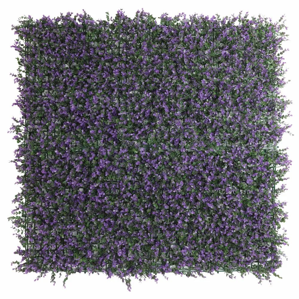 Purple Lavender Boxwood Artificial Vertical Garden Green Wall Panel 40×40in 11 SQ FT – UV Resistant – Commercial Grade