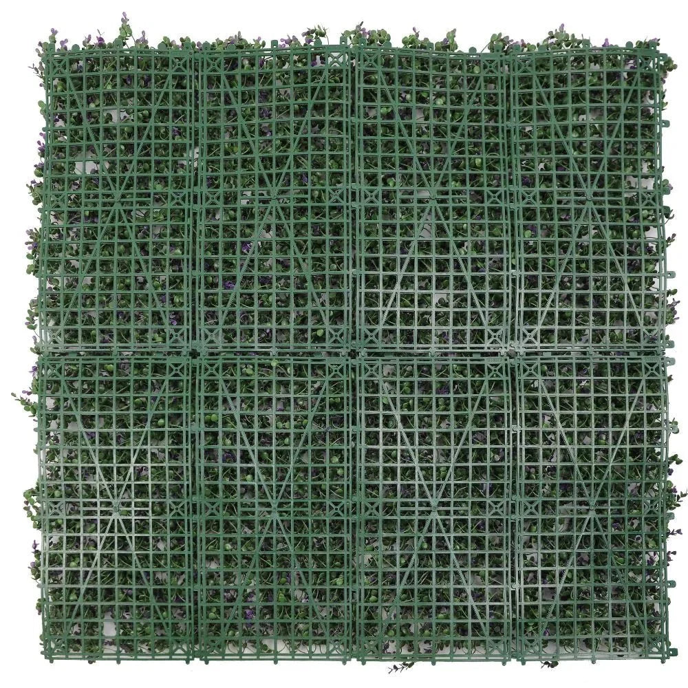 Purple Lavender Boxwood Artificial Vertical Garden Green Wall Panel 40×40in 11 SQ FT – UV Resistant – Commercial Grade