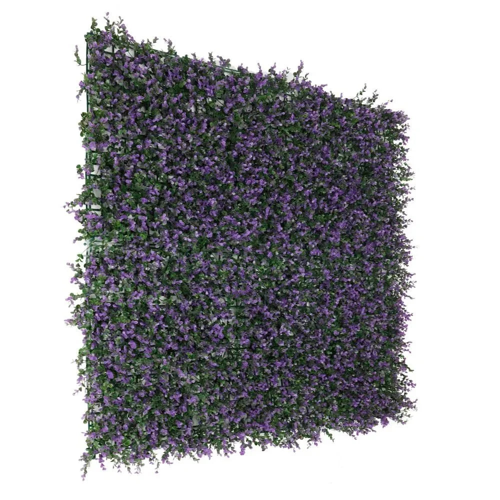 Purple Lavender Boxwood Artificial Vertical Garden Green Wall Panel 40×40in 11 SQ FT – UV Resistant – Commercial Grade