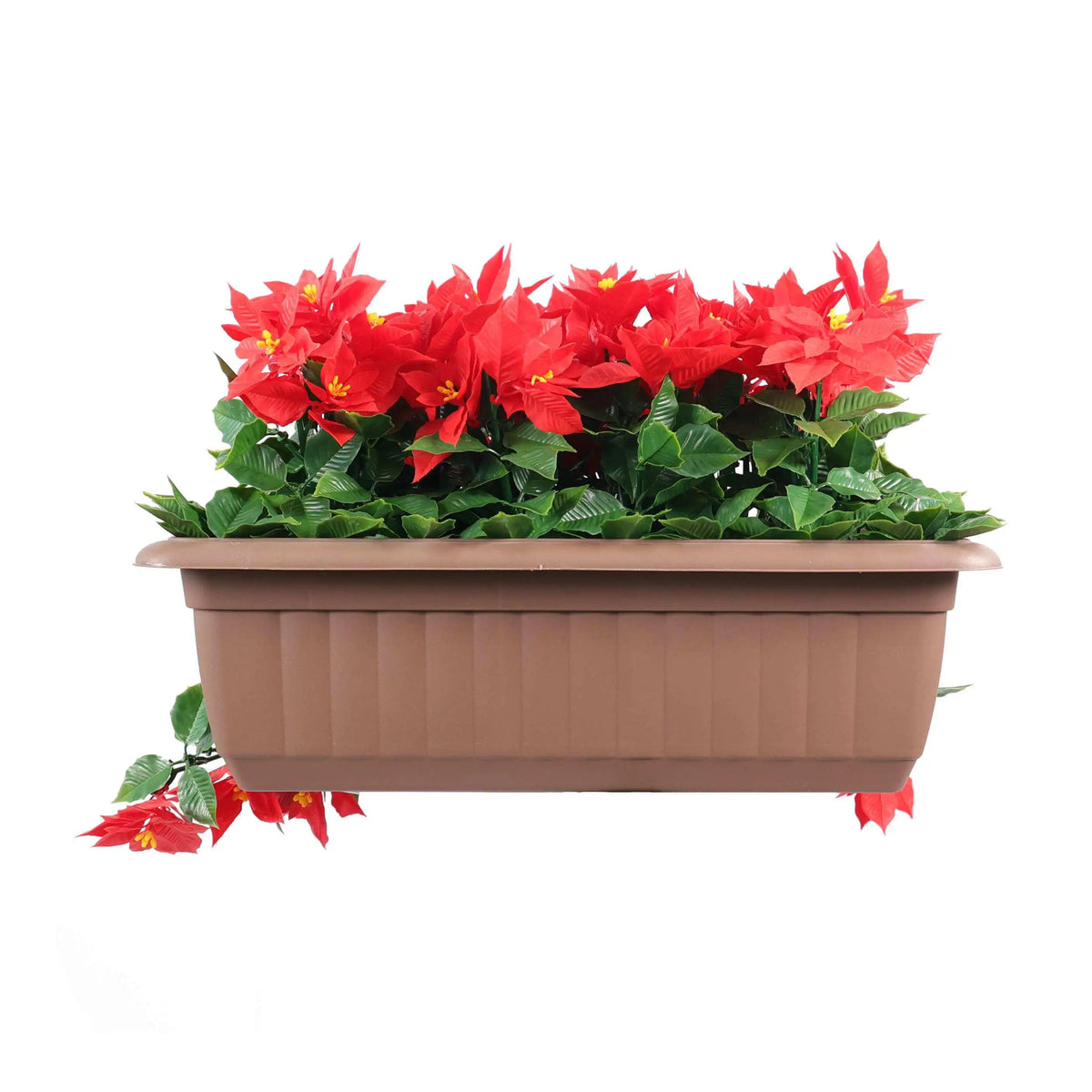 Draping Poinsettia Artificial Window Box Planter 20×14in – UV Resistant
