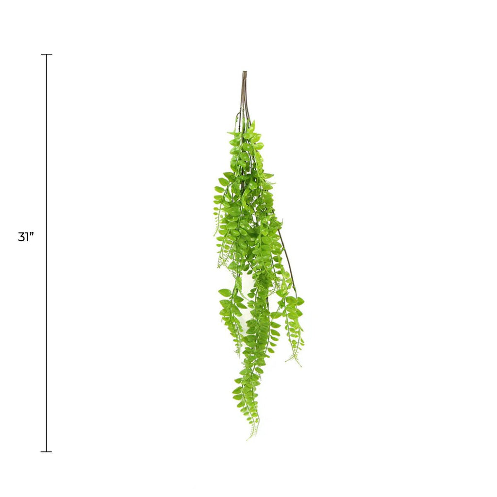Light Green Button Fern Artificial Hanging Plant 31in – UV Resistant
