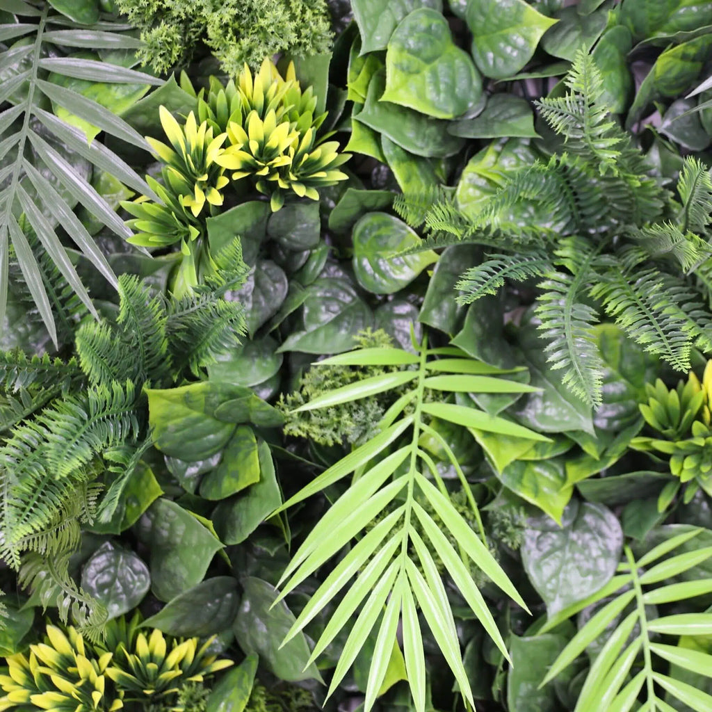 Hawaiian Sunrise Flowering Artificial Vertical Garden Green Wall Panel 40×40in 11 SQ FT – UV Resistant – Commercial Grade
