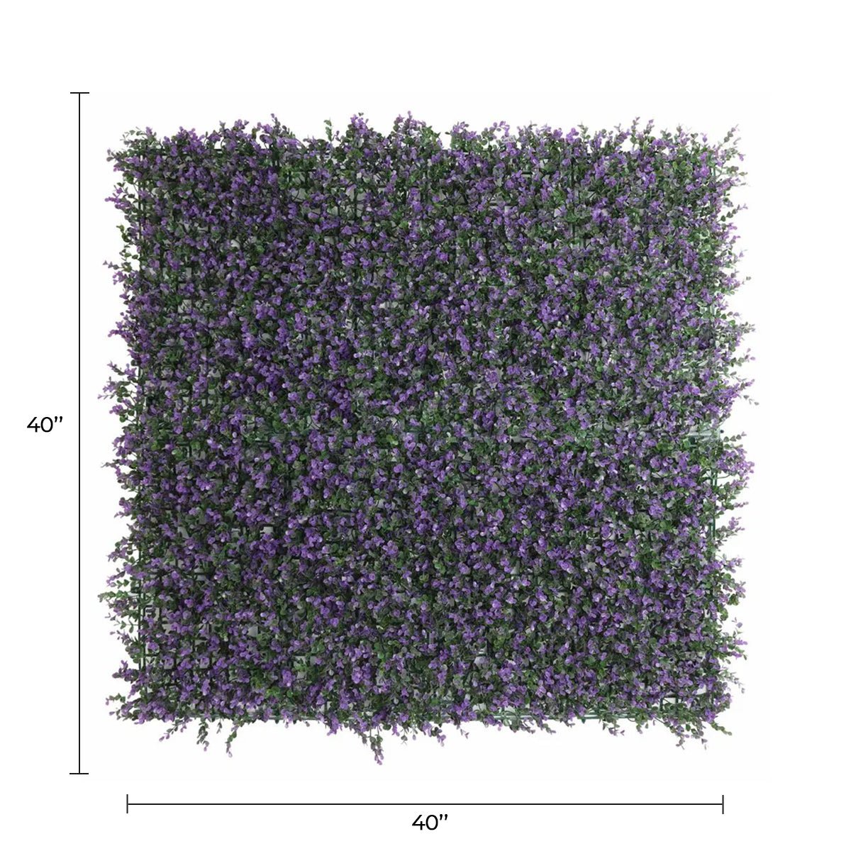 Purple Lavender Boxwood Artificial Vertical Garden Green Wall Panel 40×40in 11 SQ FT – UV Resistant – Commercial Grade
