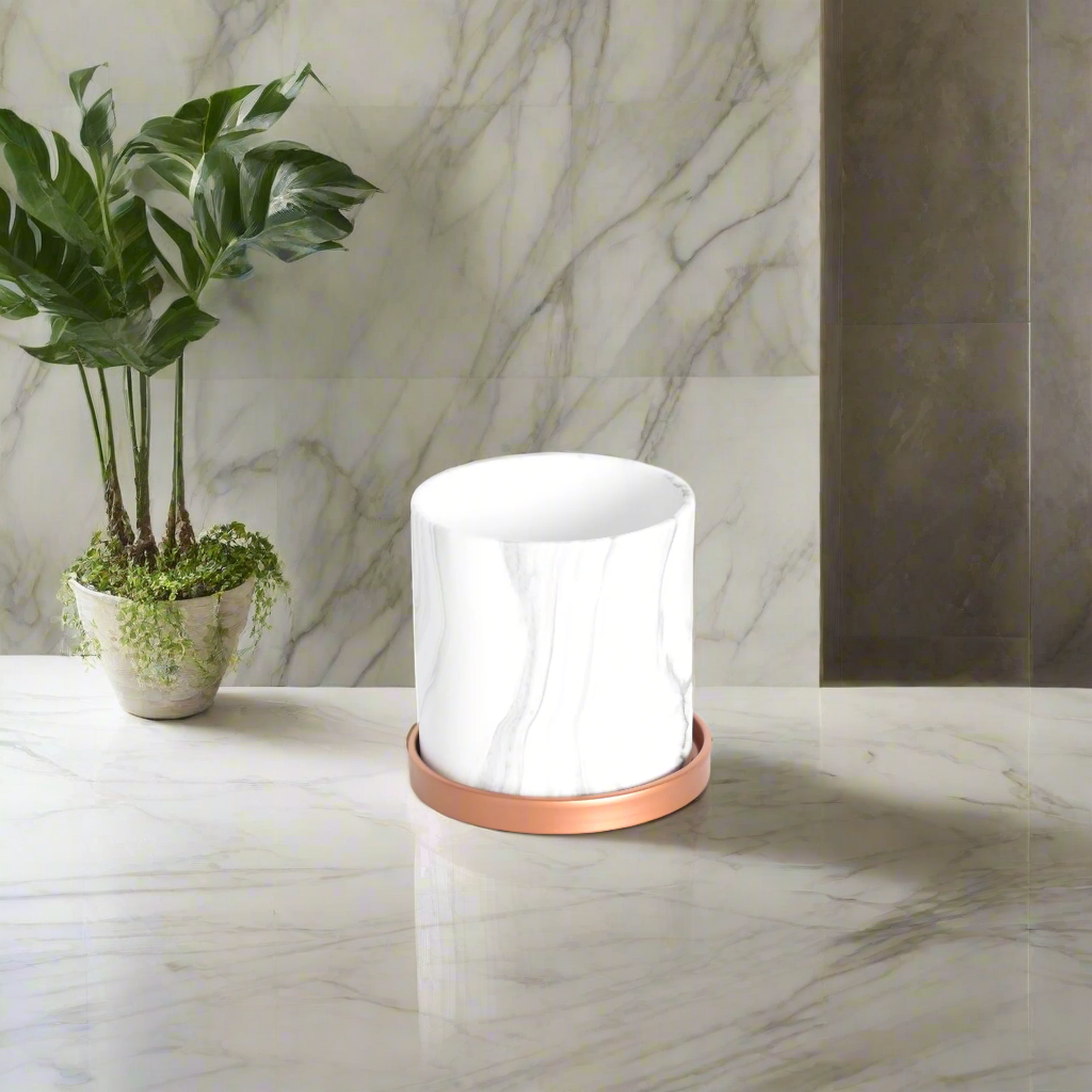Athena Ceramic 5.5" Marble Planter - Empty