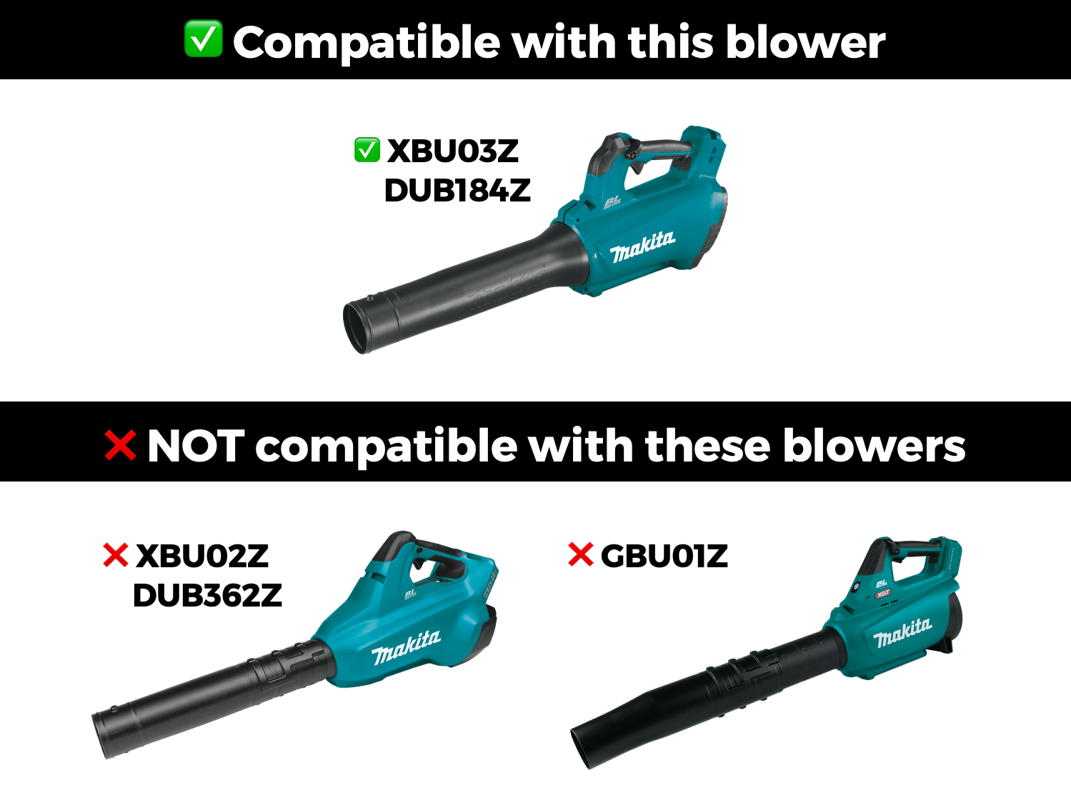 STUBBY® Car Drying Nozzle for Makita 18V LXT Leaf Blower (XBU03Z & DUB184Z)