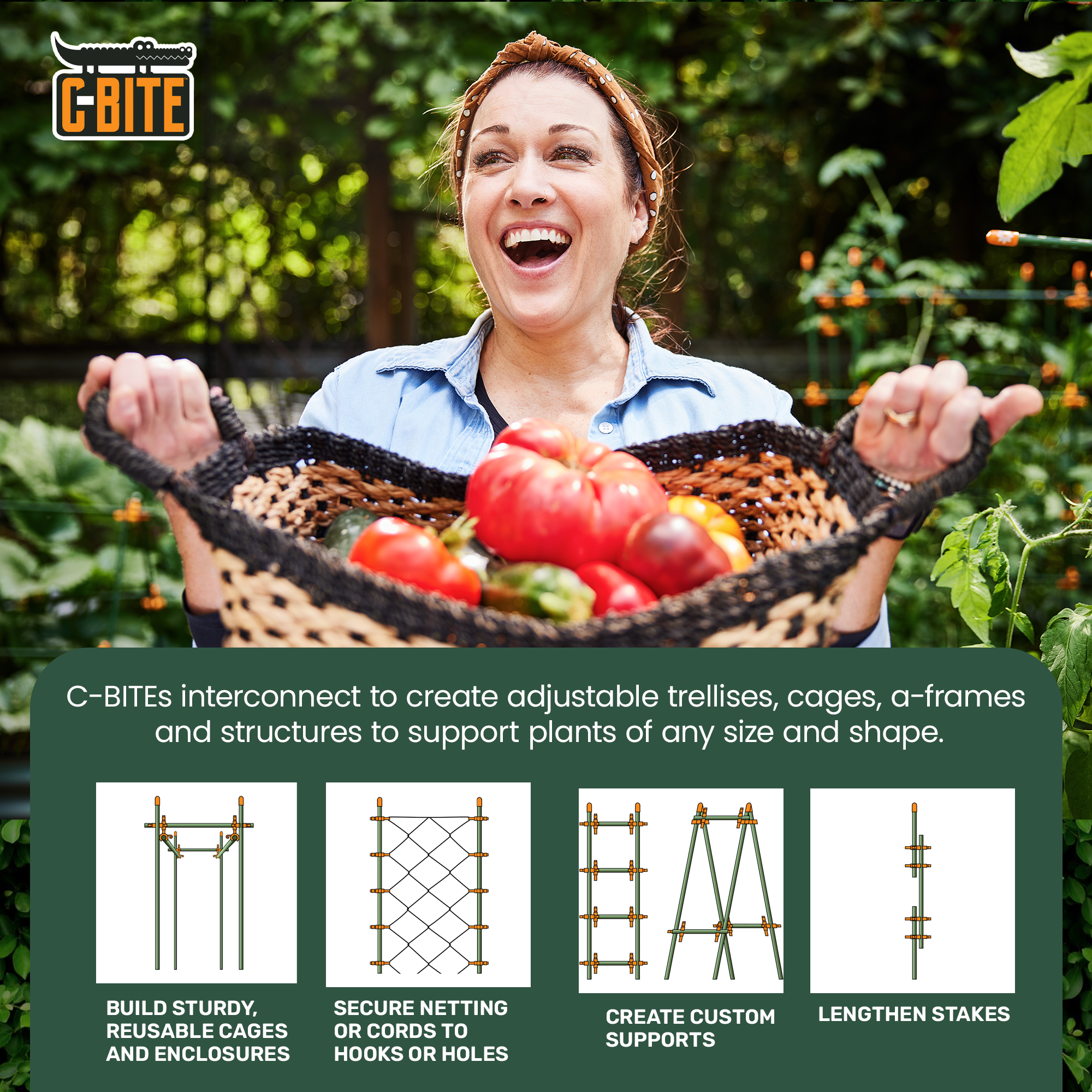 5' or 6' Monster Plant Support!  Custom Trellis & Tomato Cage Kit - The All Purpose Heavy Lifter