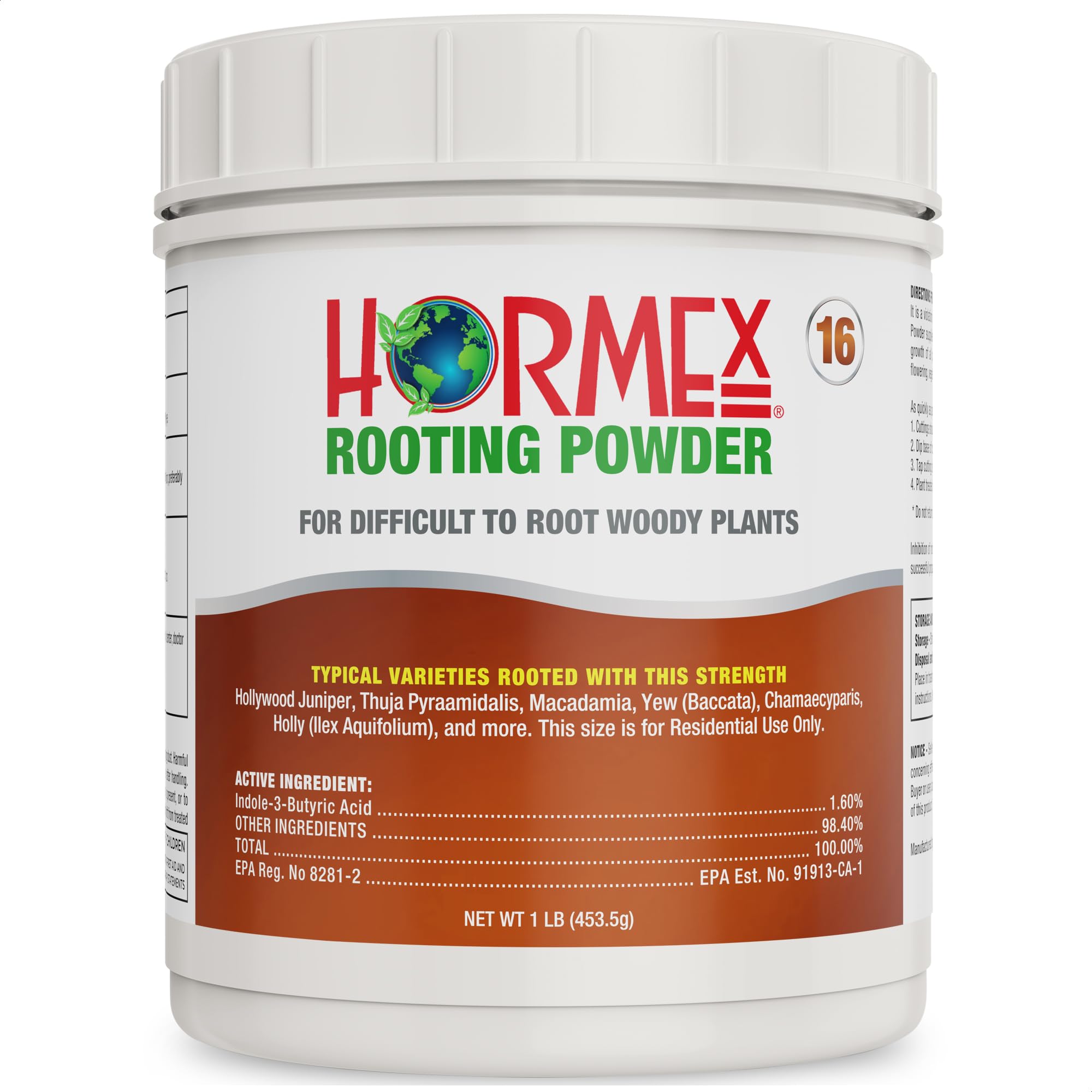Hormex Rooting Powder #16 (1.60 IBA) - Rooting Hormone for Difficult Hardwood Plants & Tree Cuttings