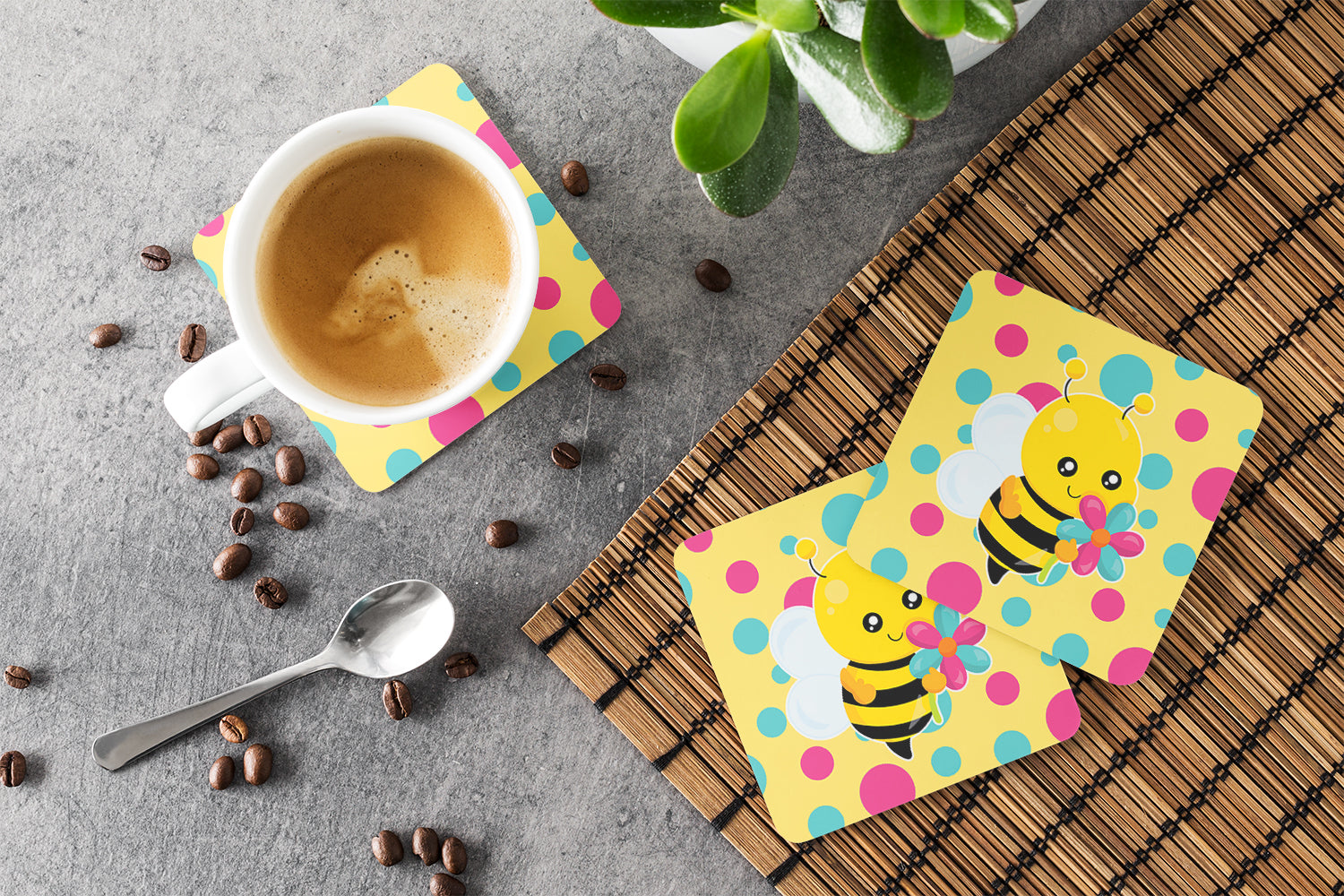Bee with Flower Foam Coaster  BB7097FC