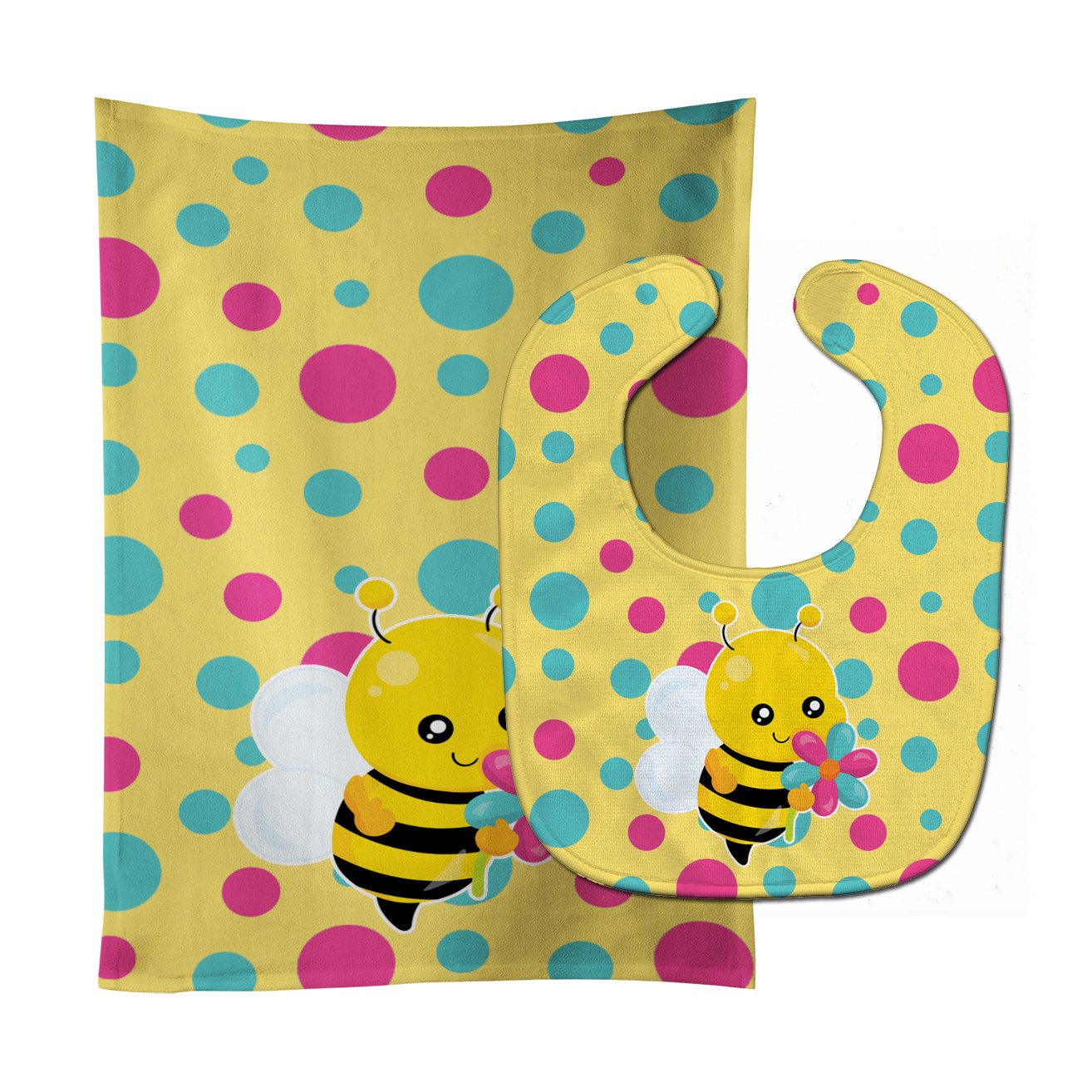 Bee with Flower Baby Bib & Burp Cloth BB7097STBU