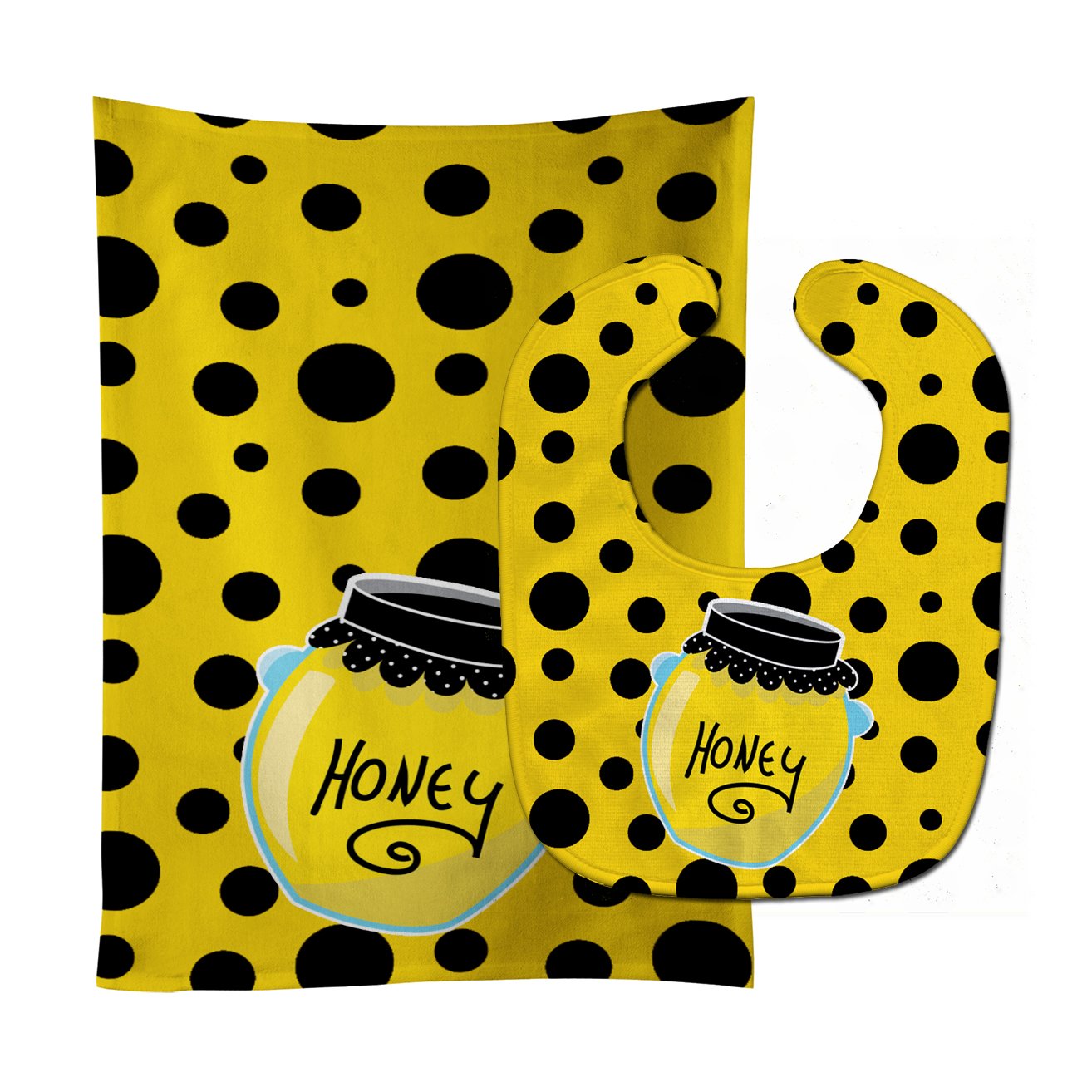 Bee Honey Jar on Polkadots Baby Bib & Burp Cloth BB8598STBU