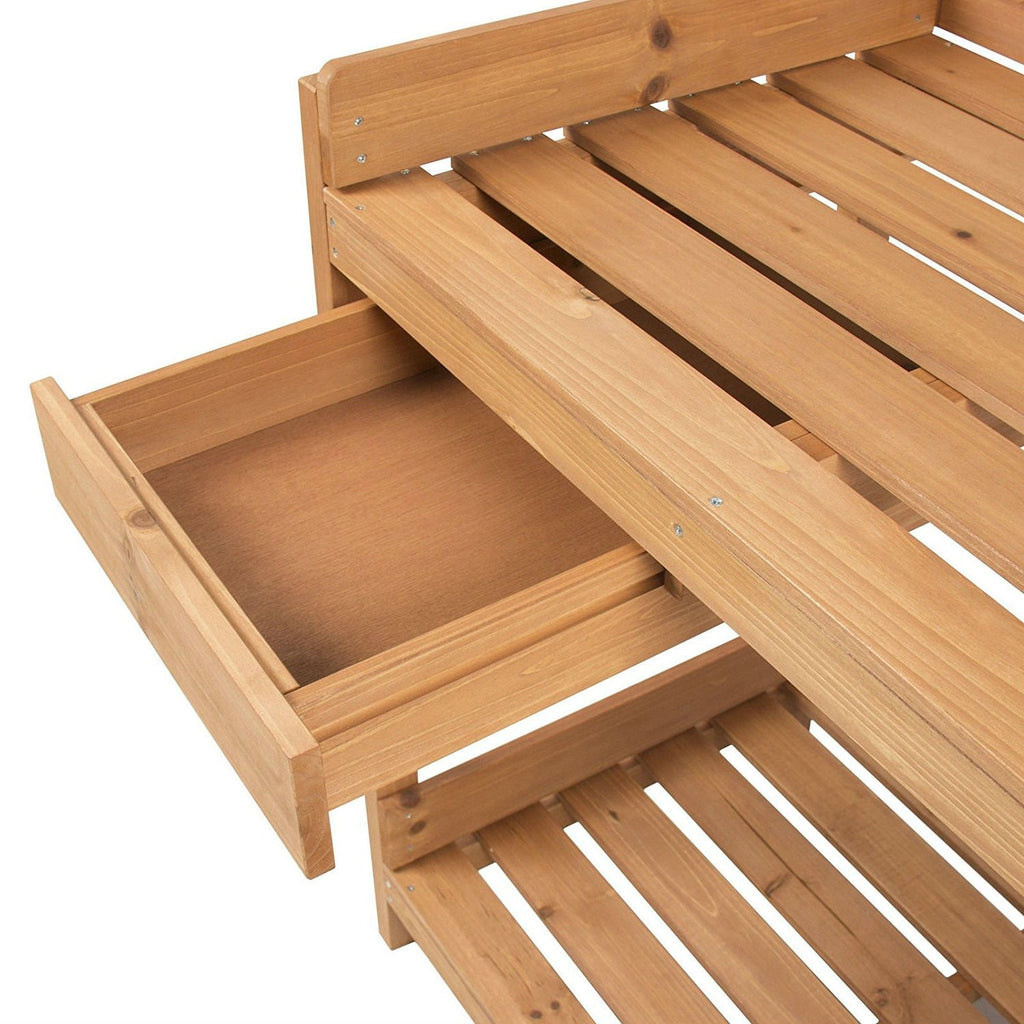 Solid Wood Garden Work Station Table Potting Bench in Natural Finish