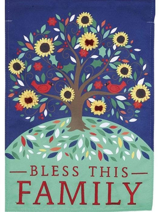 Bless This Family Garden Flag 2 Sided Earth Family Tree