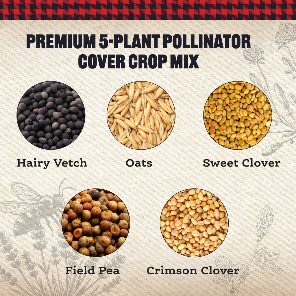 Pollinator Cover Crop Mix – 10.5 lb. - Covers 9000–12,000 sq ft (0.21–0.28 acres)