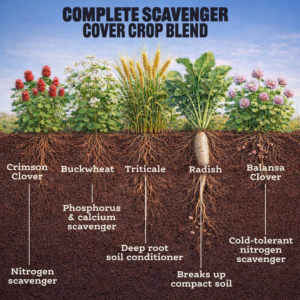 Scavenger Cover Crop Mix – 10 lb. - Covers 9000–12,000 sq ft (0.21–0.28 acres)