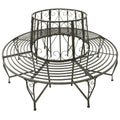 Roundabout Circular Outdoor Garden Tree Bench in Heavy Duty Grey Steel