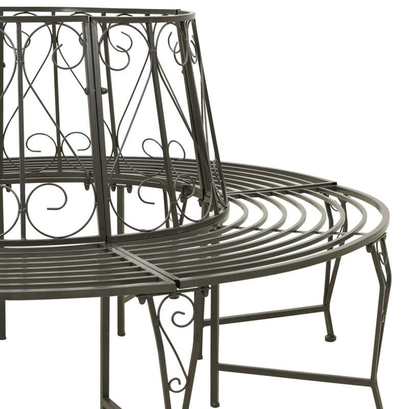 Roundabout Circular Outdoor Garden Tree Bench in Heavy Duty Grey Steel
