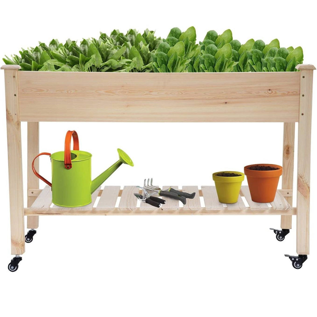 2ftx4ft 2ft x 4ft Outdoor Solid Fir Wood Raised Garden Bed Planter Box on Lock ...
