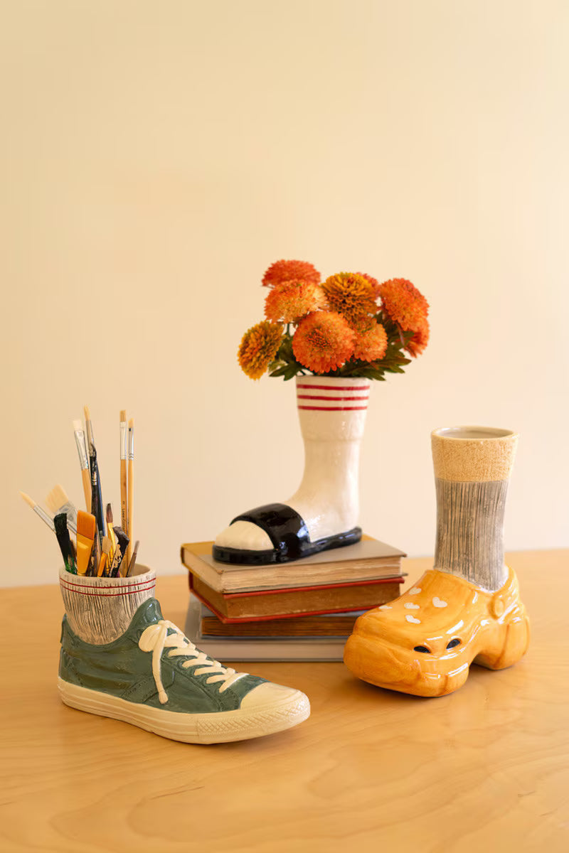 Ceramic Sneaker Vase with Socks