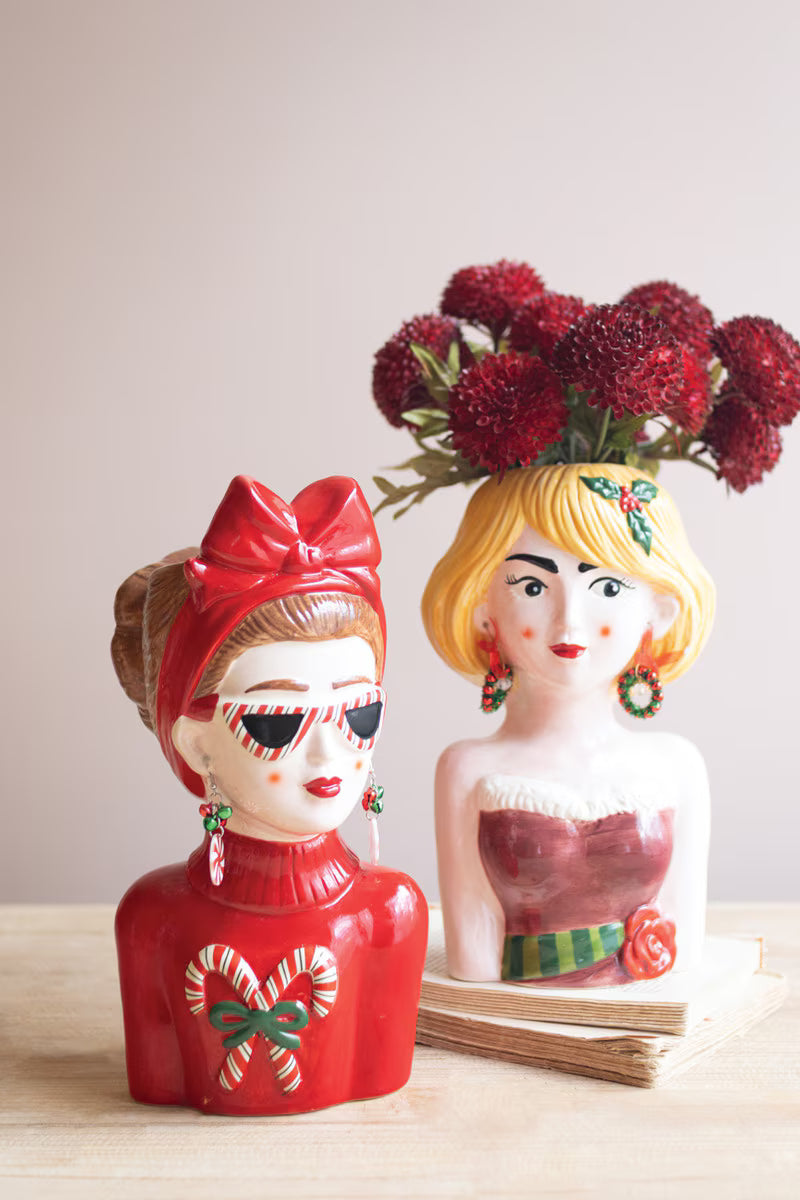 Ceramic Ladies Tacky Sweater Vase, 2 Style Options