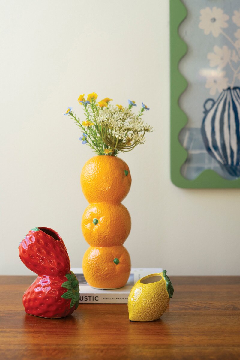 Set of 3 Ceramic Fruit Bud Vases