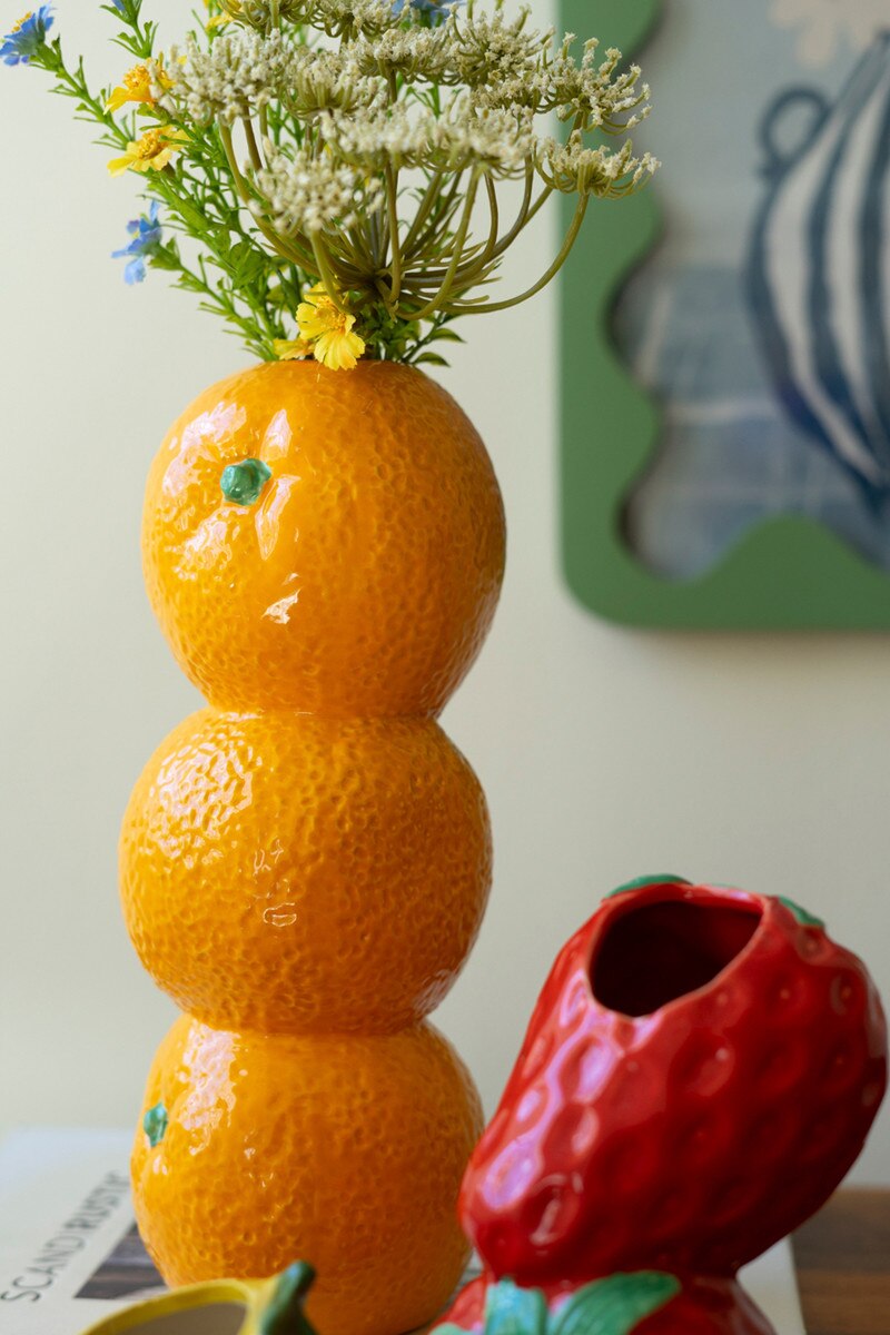 Set of 3 Ceramic Fruit Bud Vases