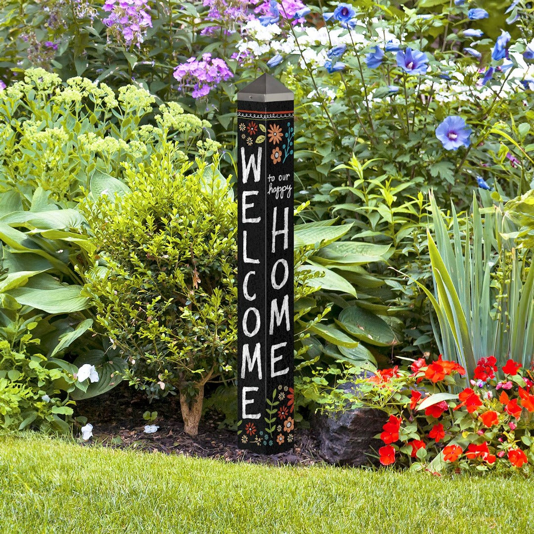 Chalkboard Floral Art Pole 40 Inches