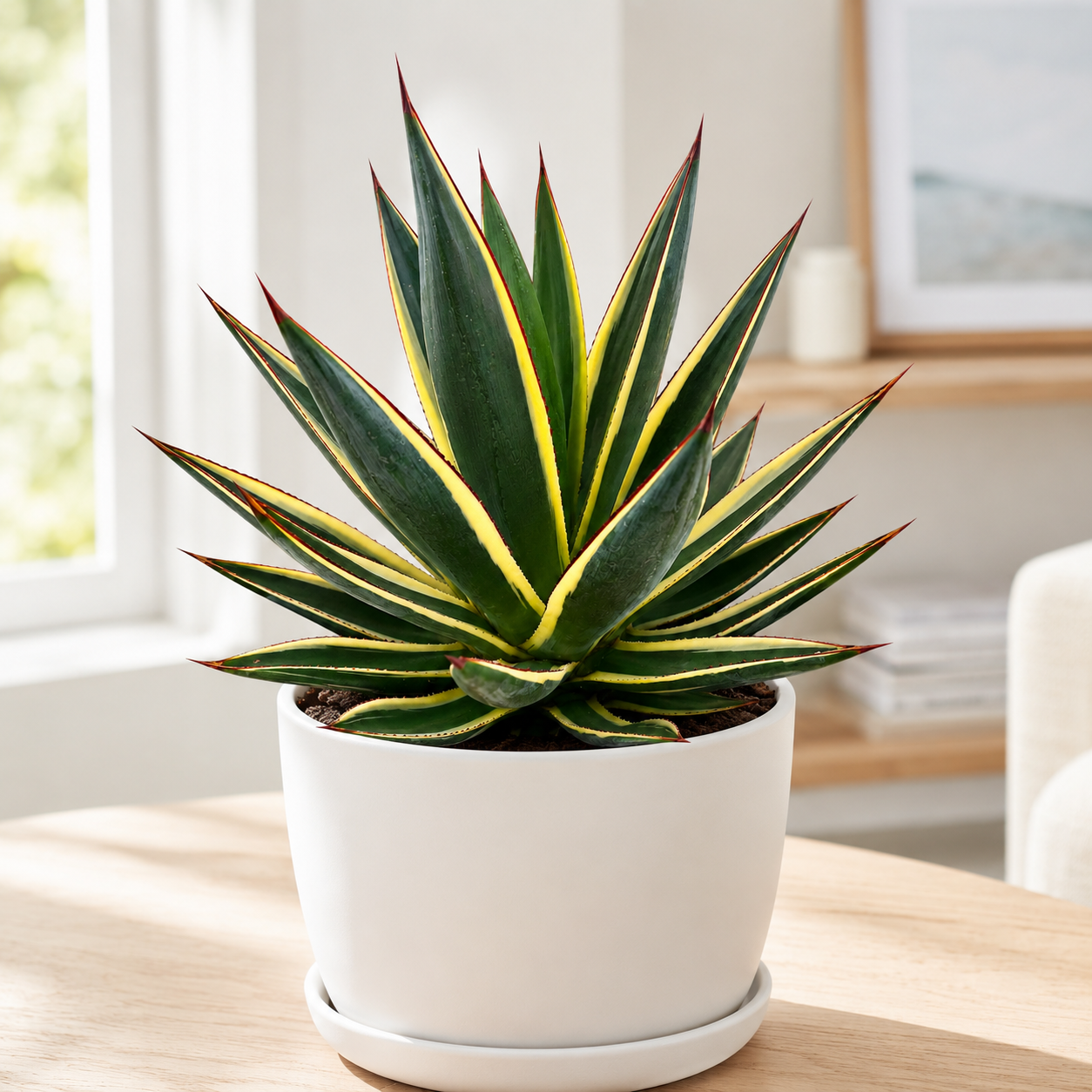 Agave ‘Snow Glow’ (Variegated Blue Glow Agave)