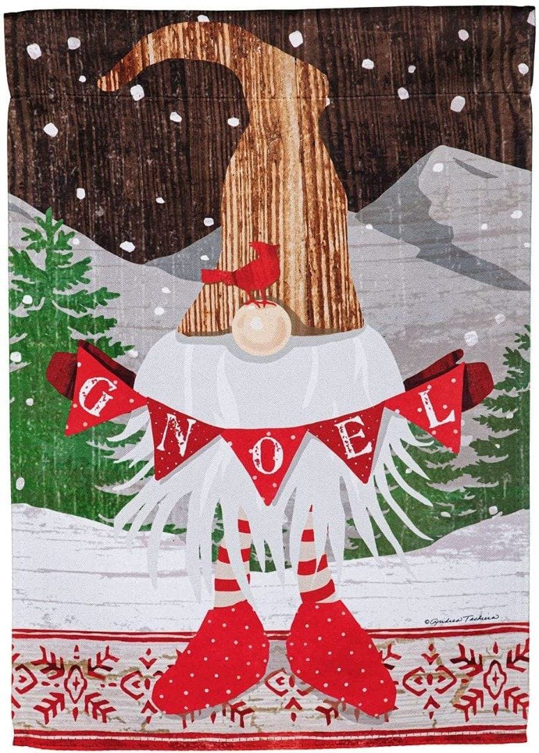 Christmas Gnoel Gnome Garden Flag 2 Sided