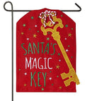 Christmas Santa's Magic Key Garden Flag 2 Sided Burlap