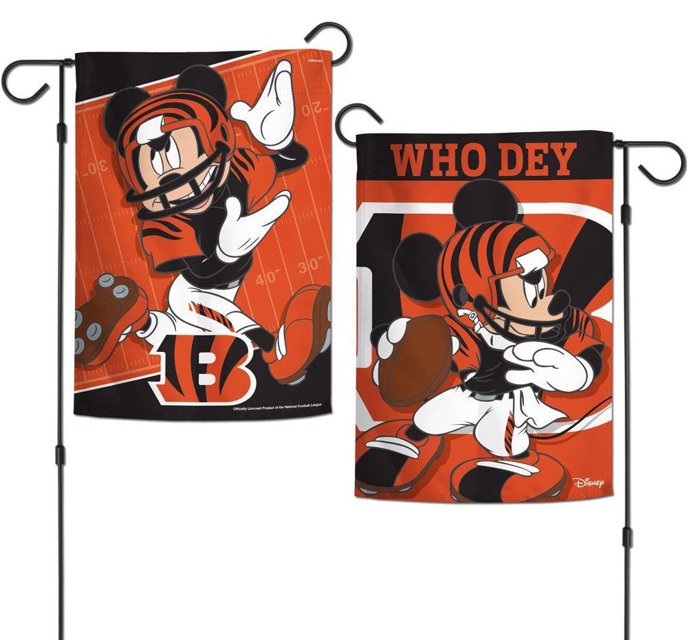 Cincinnati Bengals Garden Flag 2 Sided Mickey Mouse