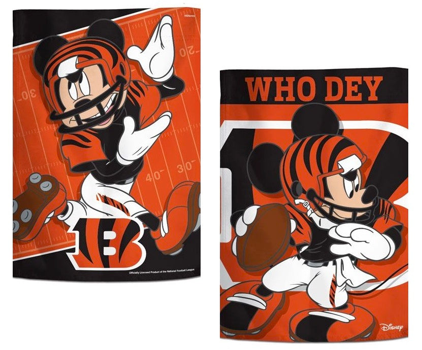 Cincinnati Bengals Garden Flag 2 Sided Mickey Mouse