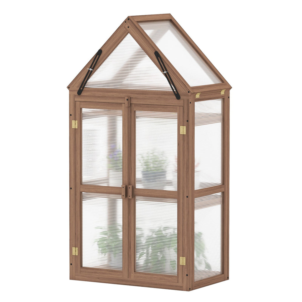Cold Frame Mini Wooden Greenhouse for Vegetable and Flower-Brown