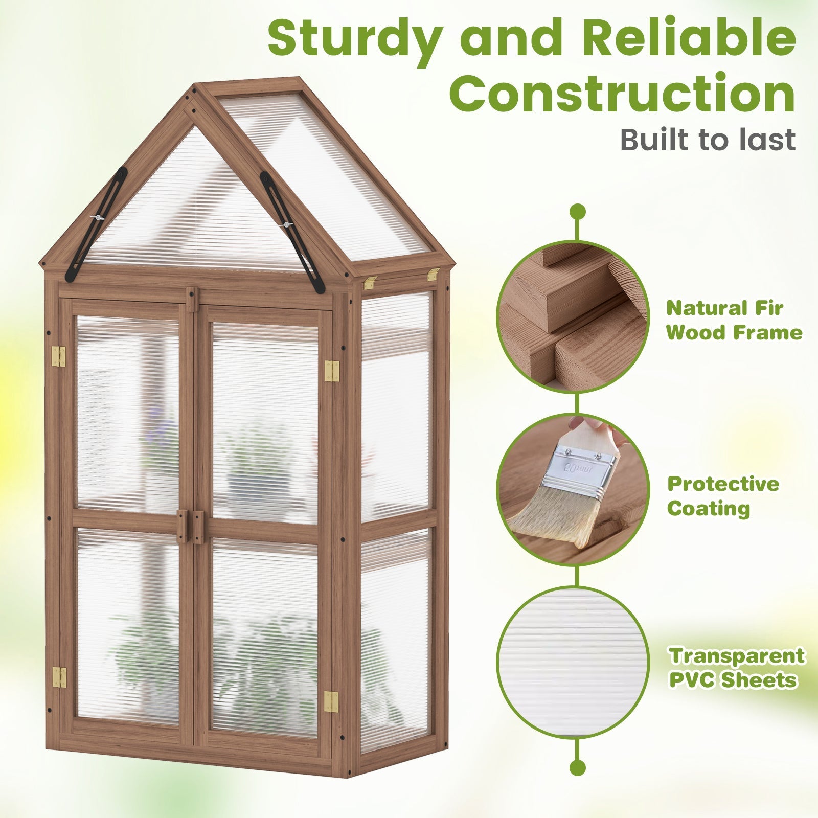 Cold Frame Mini Wooden Greenhouse for Vegetable and Flower-Brown