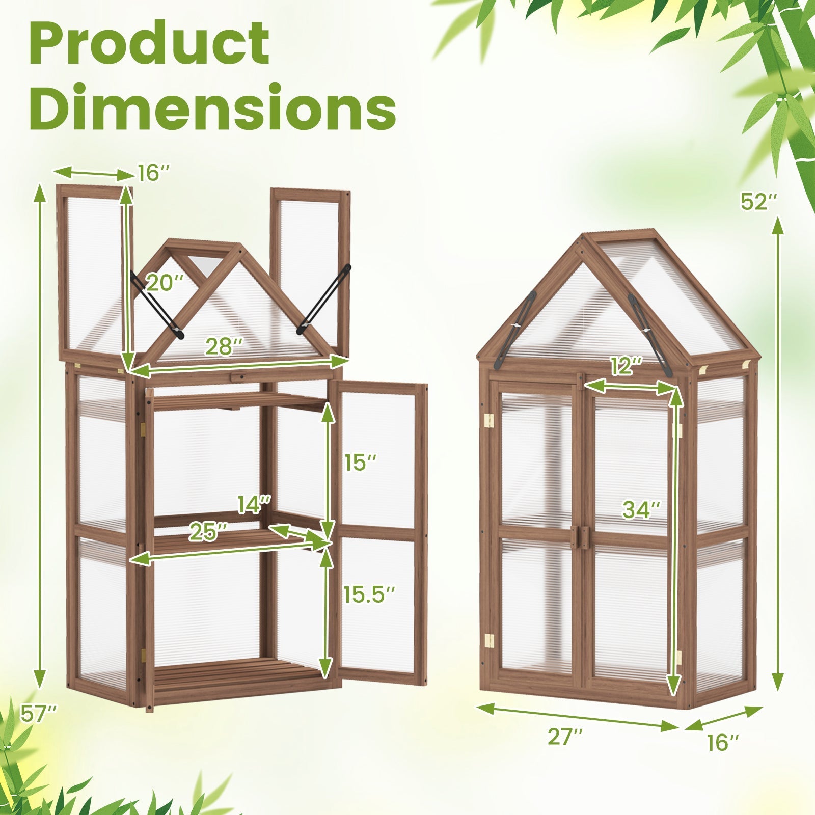 Cold Frame Mini Wooden Greenhouse for Vegetable and Flower-Brown