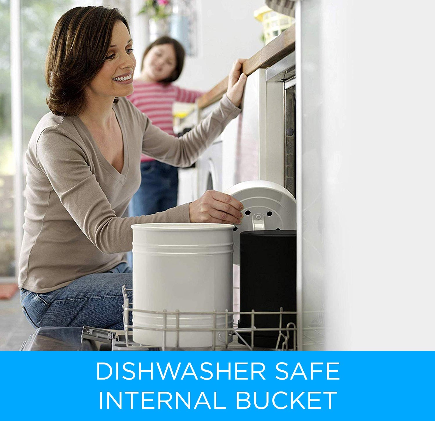 Cooler Kitchen Compost Bin 3L with EZ-No Lock Lid, Plastic Liner & Charcoal Filters-Sturdy Construction & Odor-Free Seal w/Dishwasher Safe Bucket