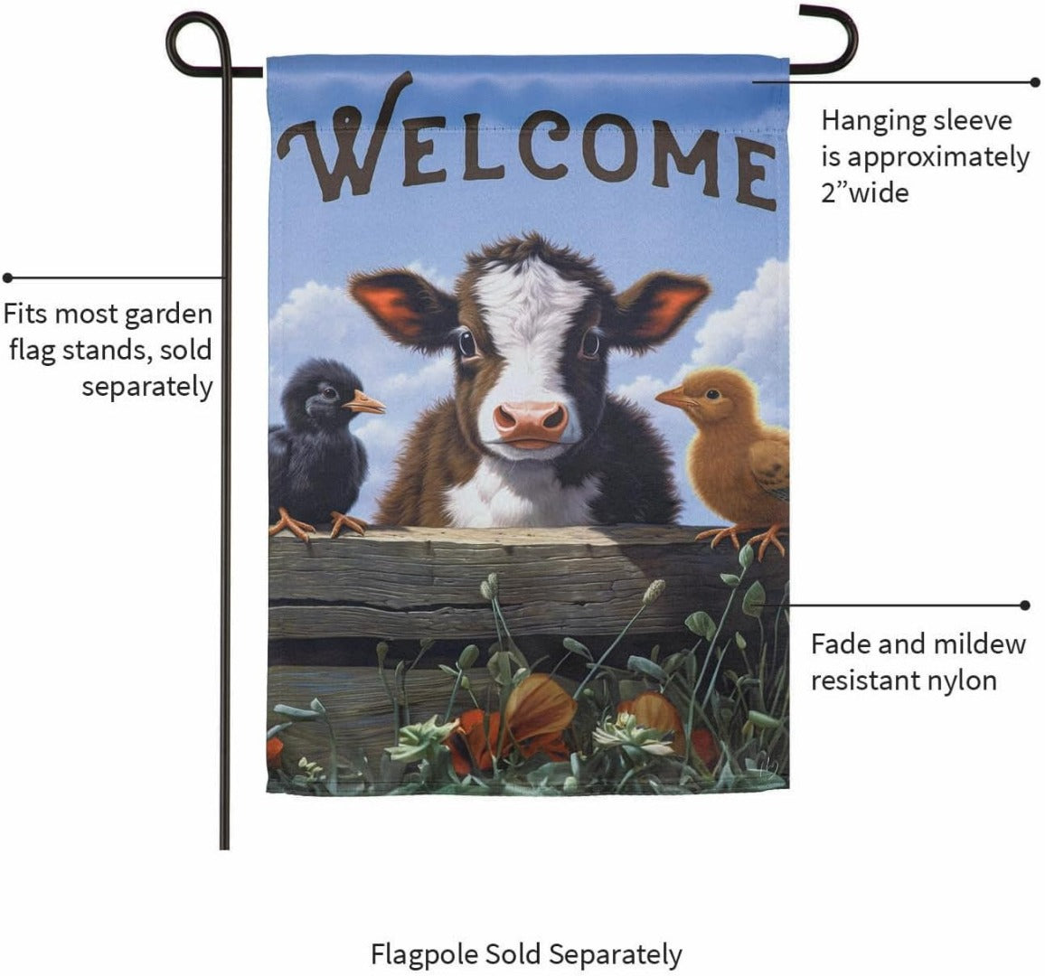 Cow and Chicks 2 Sided Garden Flag