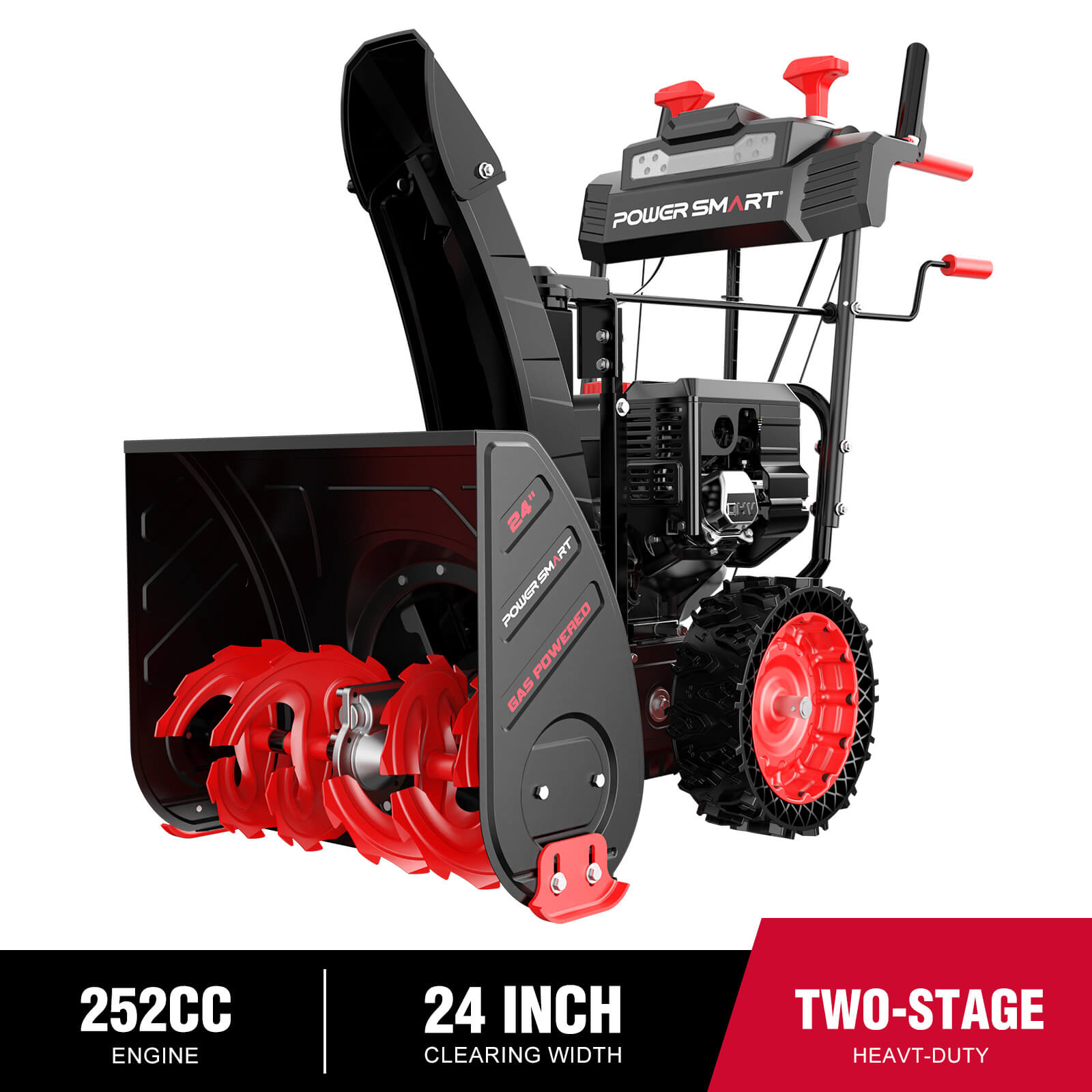 24'' 252cc Two Stage Self-Propelled Gas Snow Blower w/ Electric Start