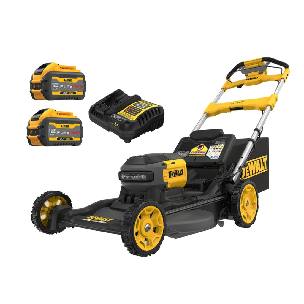DeWalt DCMWSP700Y2 FLEXVOLT 2x60V MAX 21 in. Cordless Battery Powered Self Propelled Lawn Mower Kit with (2) 4.0 Ah Batteries and Chargers