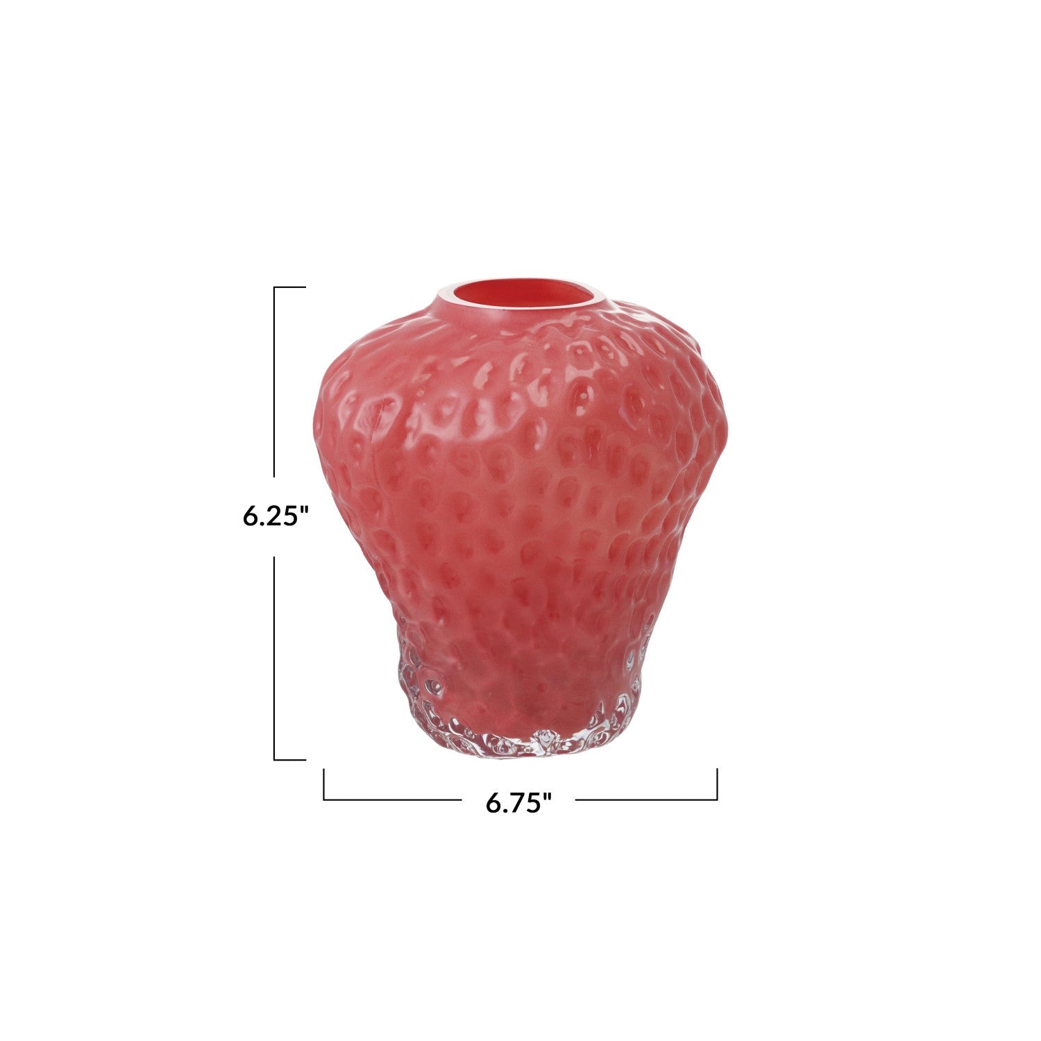 Opaque Pink Strawberry Shaped Glass Vase