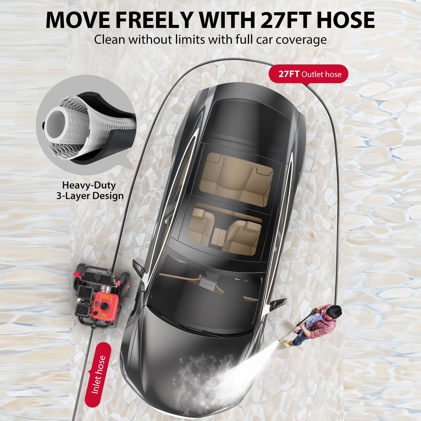 3400PSI 2.5GPM 212cc Gas Pressure Washer DL1034A