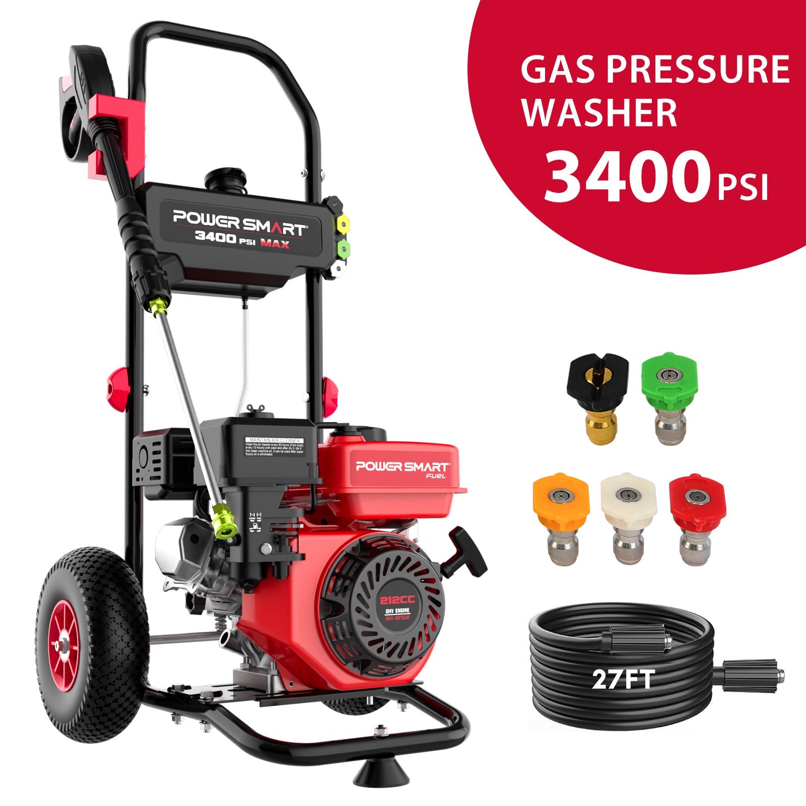 3400PSI 2.5GPM 212cc Gas Pressure Washer DL1034A