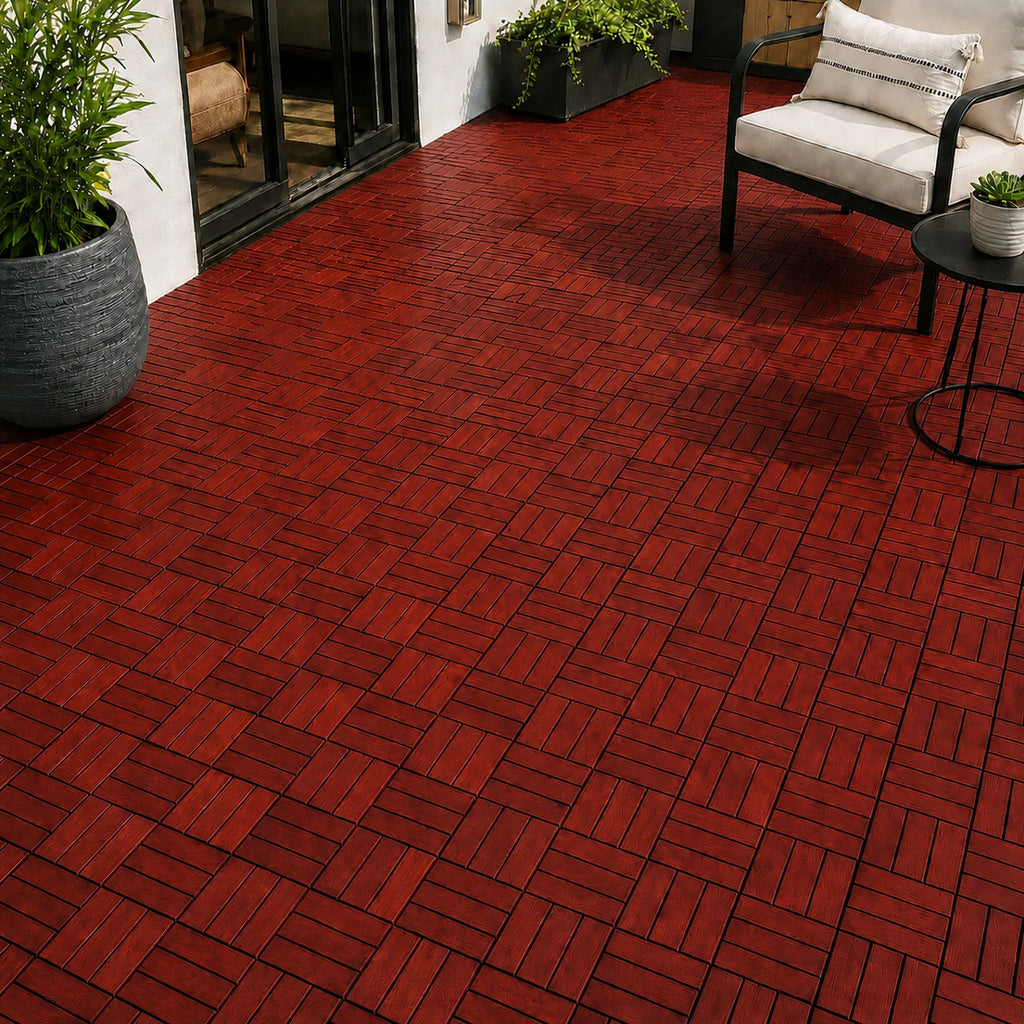 Clay Checkered Wood Deck Tiles