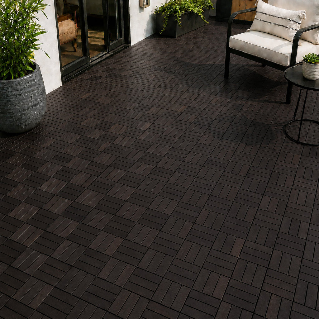 Ebony Checkered Wood Deck Tiles