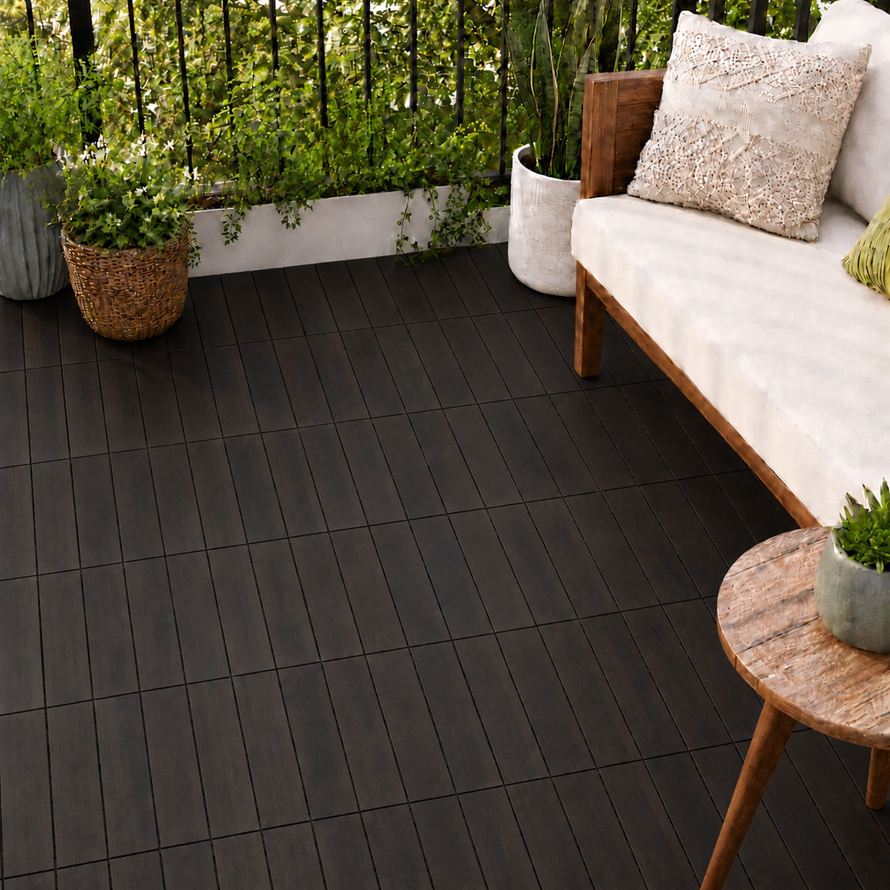 Ebony Straight Wood Deck Tiles