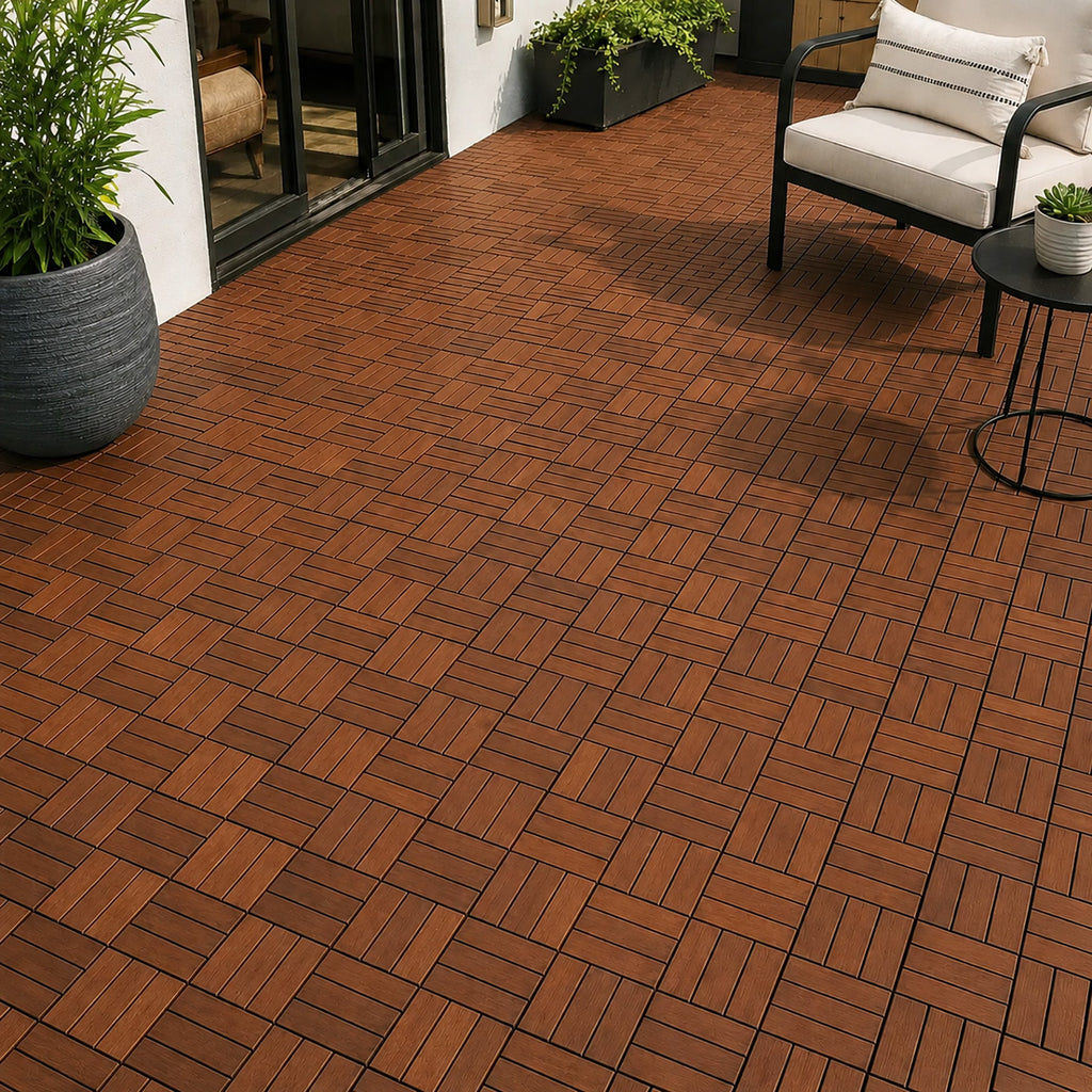 Oiled Acacia Checkered Deck Tiles