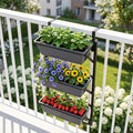 Deck Railing Planter Box with 3-Tier Adjustable Design