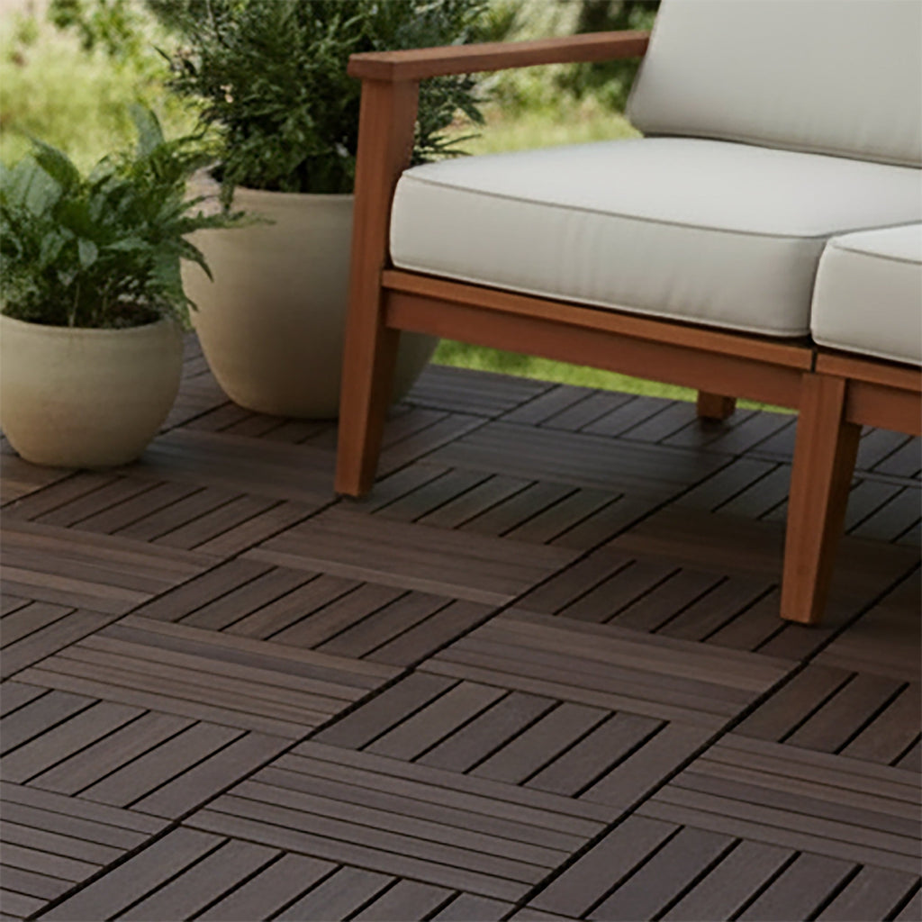 Ebony Checkered Wood Deck Tiles