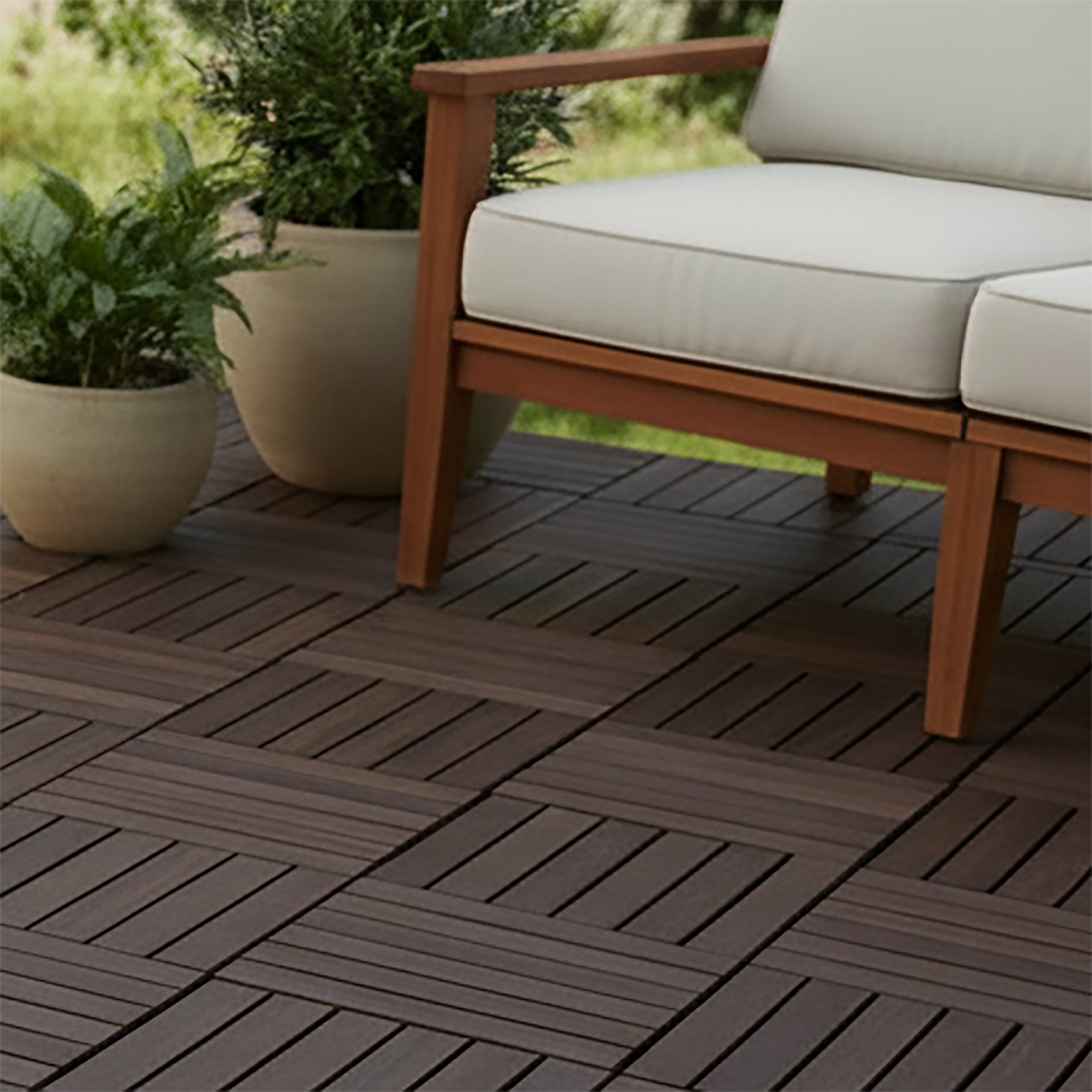 Ebony Checkered Wood Deck Tiles