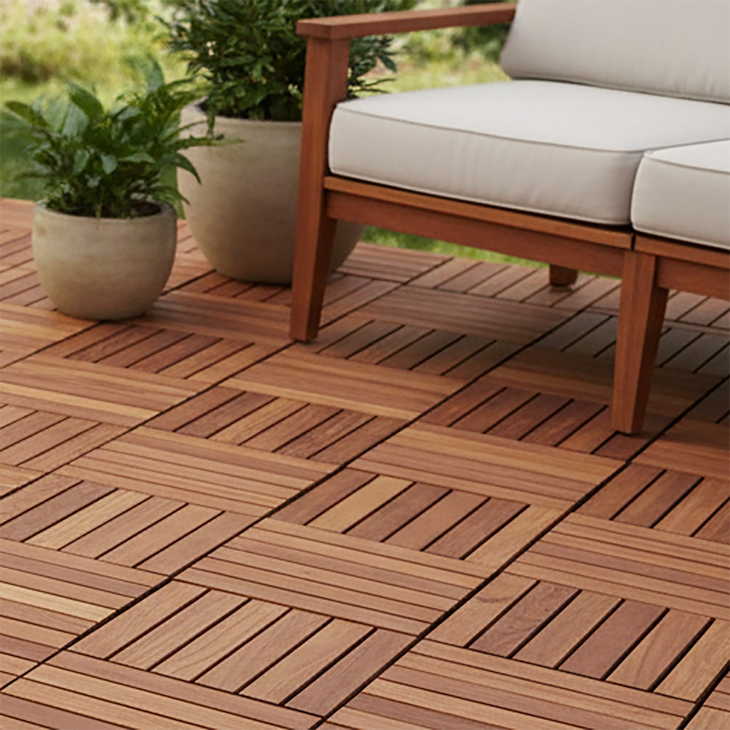 Oiled Acacia Checkered Deck Tiles