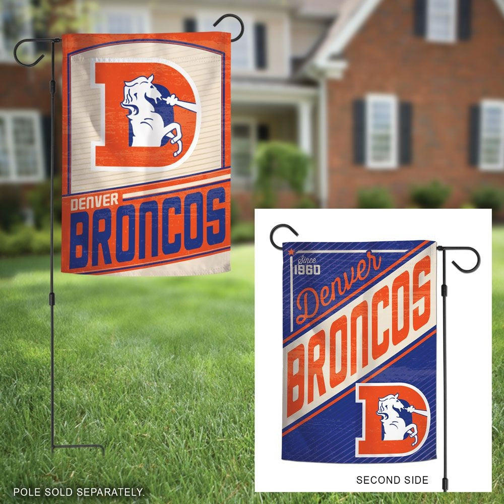 Denver Broncos Retro Logo Double-Sided Garden Flag | 12.5x18